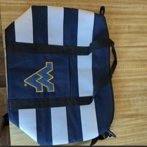 WVU cooler bag blue and white strips